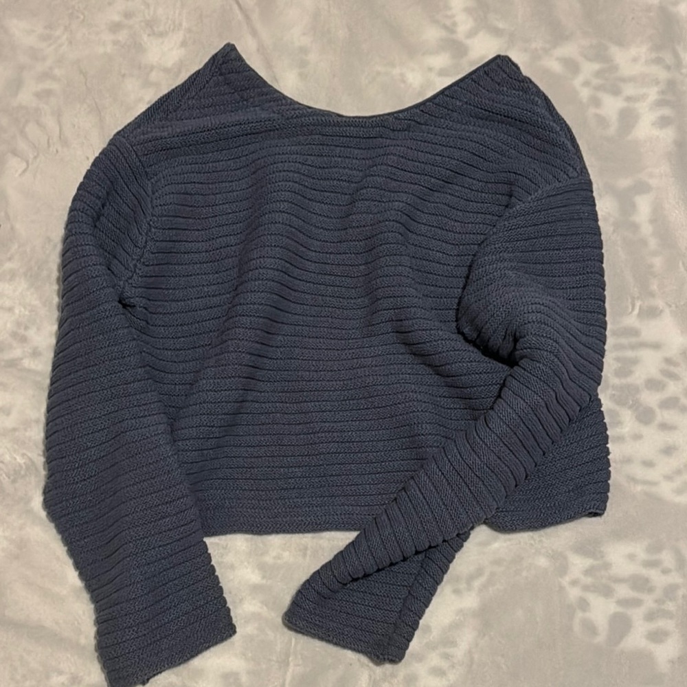 OAK + FORT Blue reversible Crew Neck Sweater